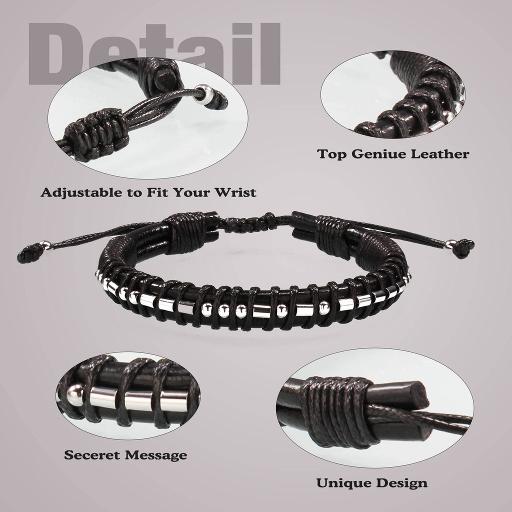 Religious Gifts for Men Easter Gifts for Teens Blessed Morse Code Bracelets for Men Christian Baptism Confirmation Leather Braid