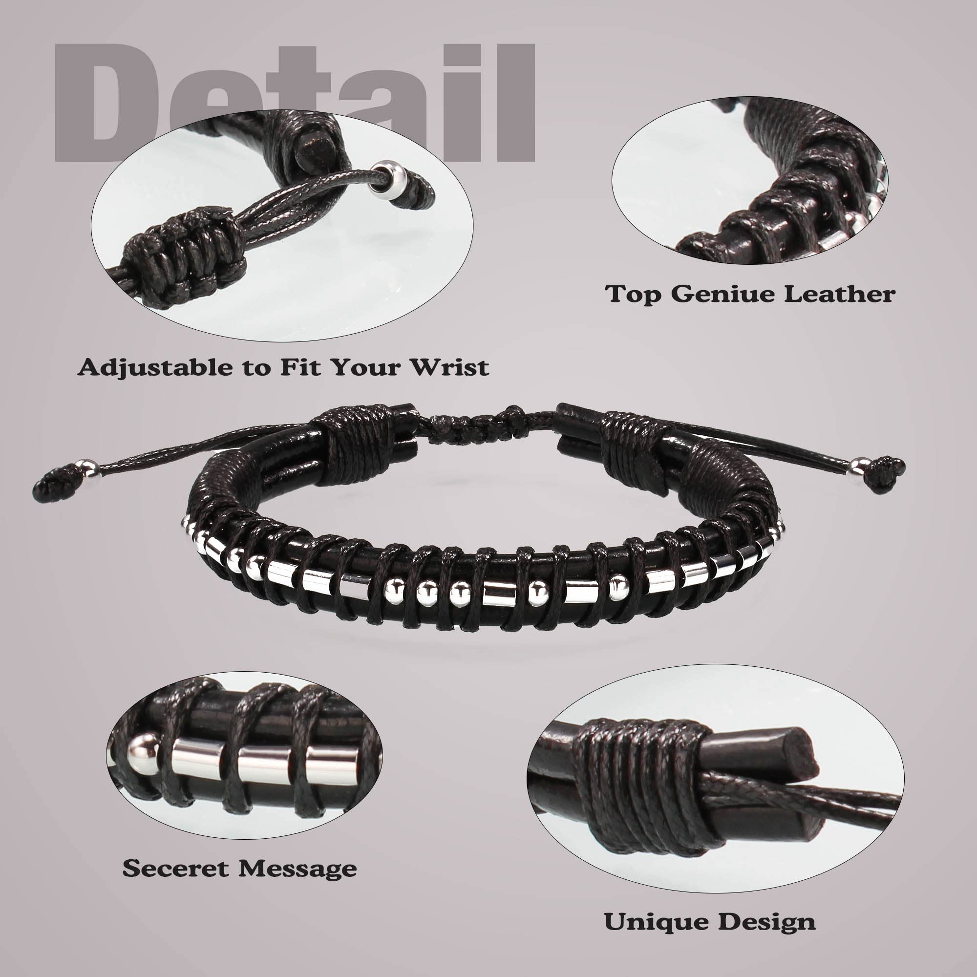 Religious Gifts for Men Easter Gifts for Teens Blessed Morse Code Bracelets for Men Christian Baptism Confirmation Leather Braid