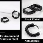 Punk Skull Earrings Black Hoop Huggie Earring for Men Gothic Halloween Jewelry