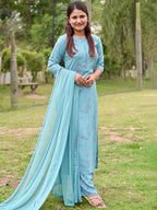 Libas WomenS Cotton Kurta Sets (6909_Blue
