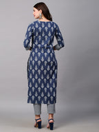 Gosriki Women'S Cotton Blend Traditional Straight Printed Kurta And Pant Set (Shekhra-Gs)