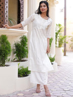 Libas WomenS Cotton Woven Design Straight Kurta (12067O_White