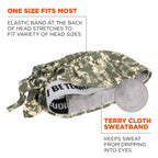 Ergodyne - 12478 Chill Its 6615 Dew Rag, Lined with Terry Cloth Sweatband, Sweat Wicking, Camo