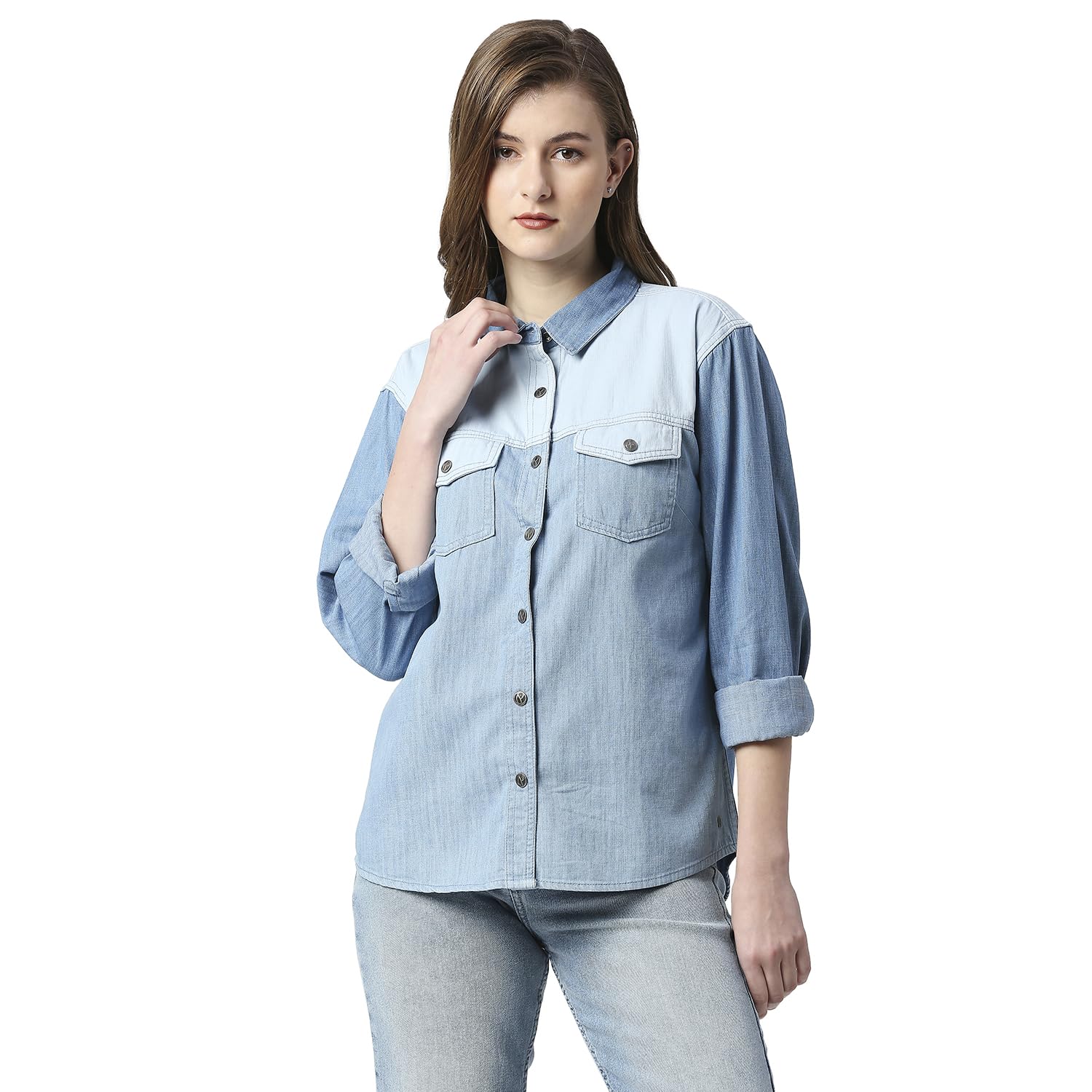 Pepe Jeans Solid Cotton Collar Neck WomenS Shirt (Blue, Xl)