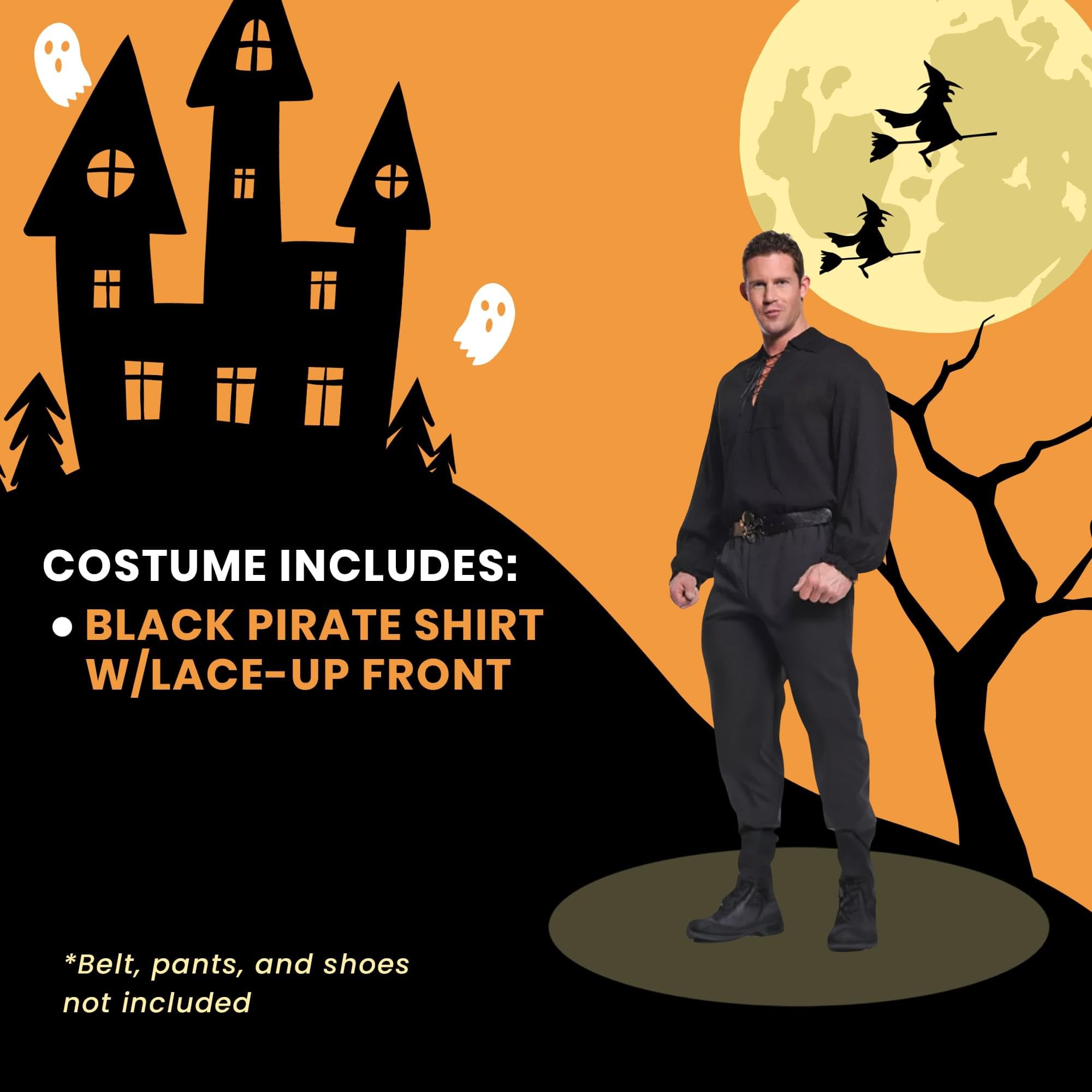 Underwraps Costumes Men's Renaissance Pirate Shirt -Plus, Black, XX-Large