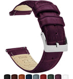 BARTON WATCH BANDS Alligator Grain - Quick Release Leather Watch Bands, Merlot & Stainless Steel, 18mm