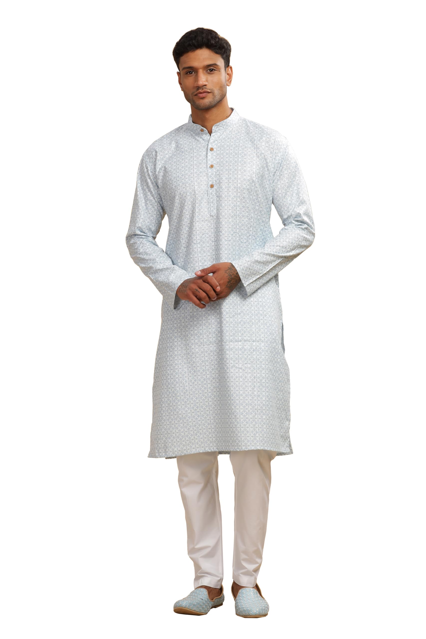 Be Active MenS Cotton Regular Kurta (C-599-1_Blue-1