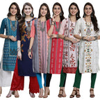 Pinkmint Womens Crepe Digital Print Straight Kurta [Pack of 6]