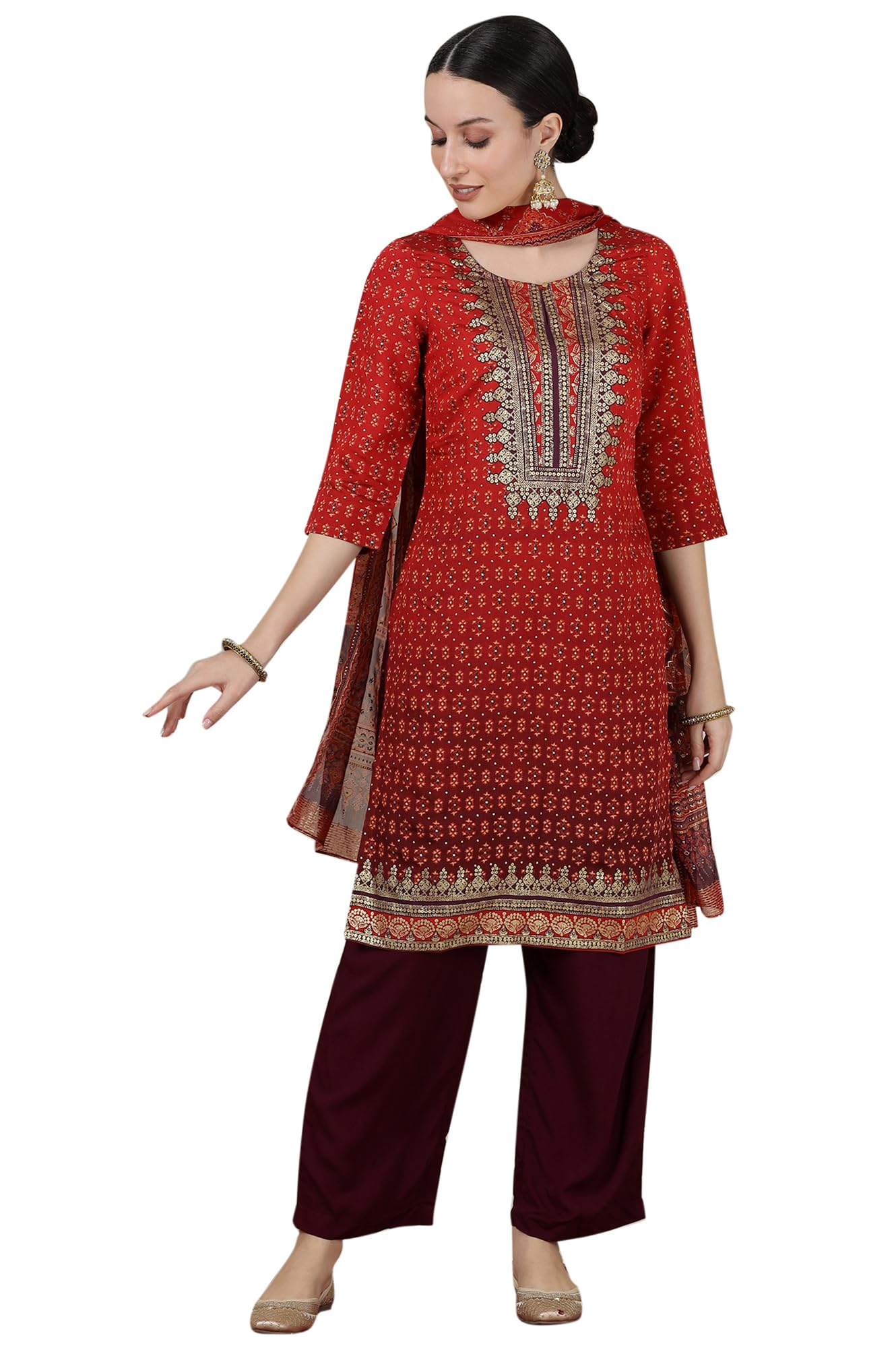 Aurelia WomenS Abstract Printed Straight Kurta | Round Neck Kurta For Women | Printed Kurta For Women | Beautiful Regular Fit Ku