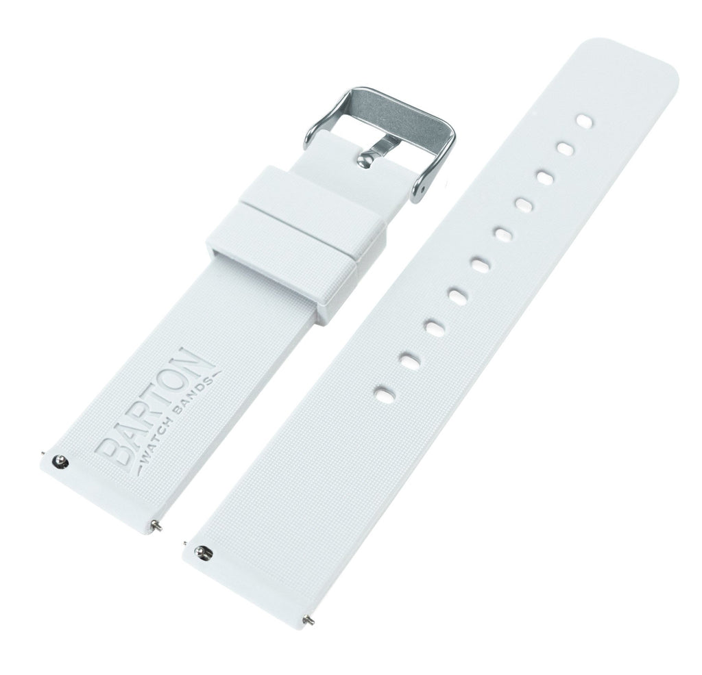 BARTON WATCH BANDS 22mm White Soft Silicone Quick Release Straps