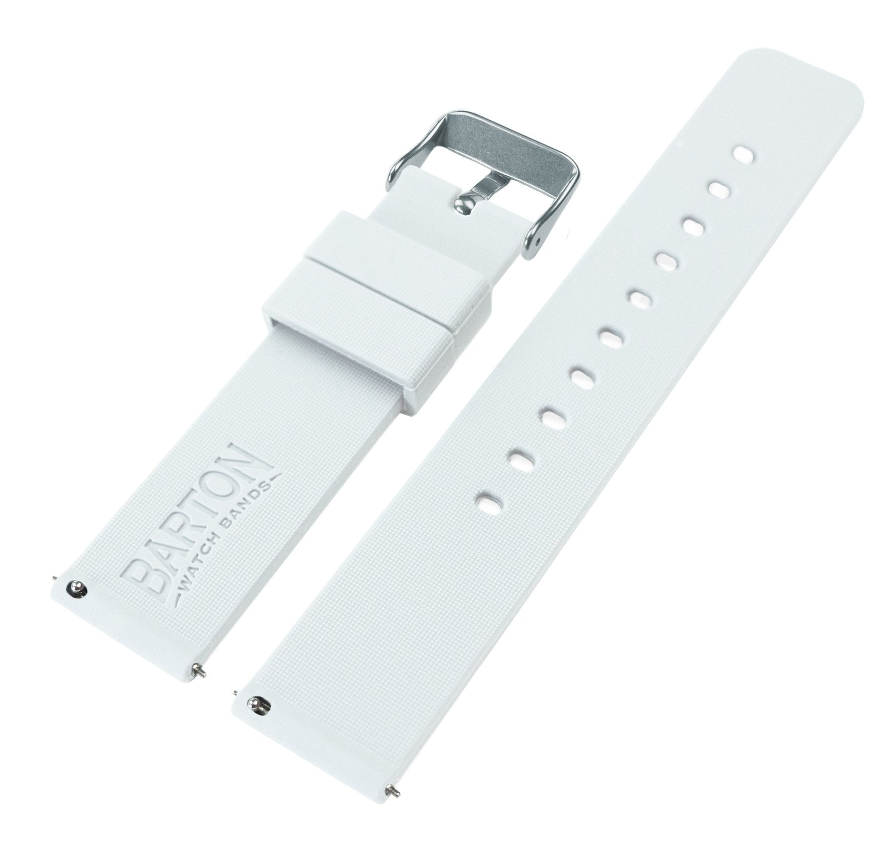 BARTON WATCH BANDS 22mm White Soft Silicone Quick Release Straps