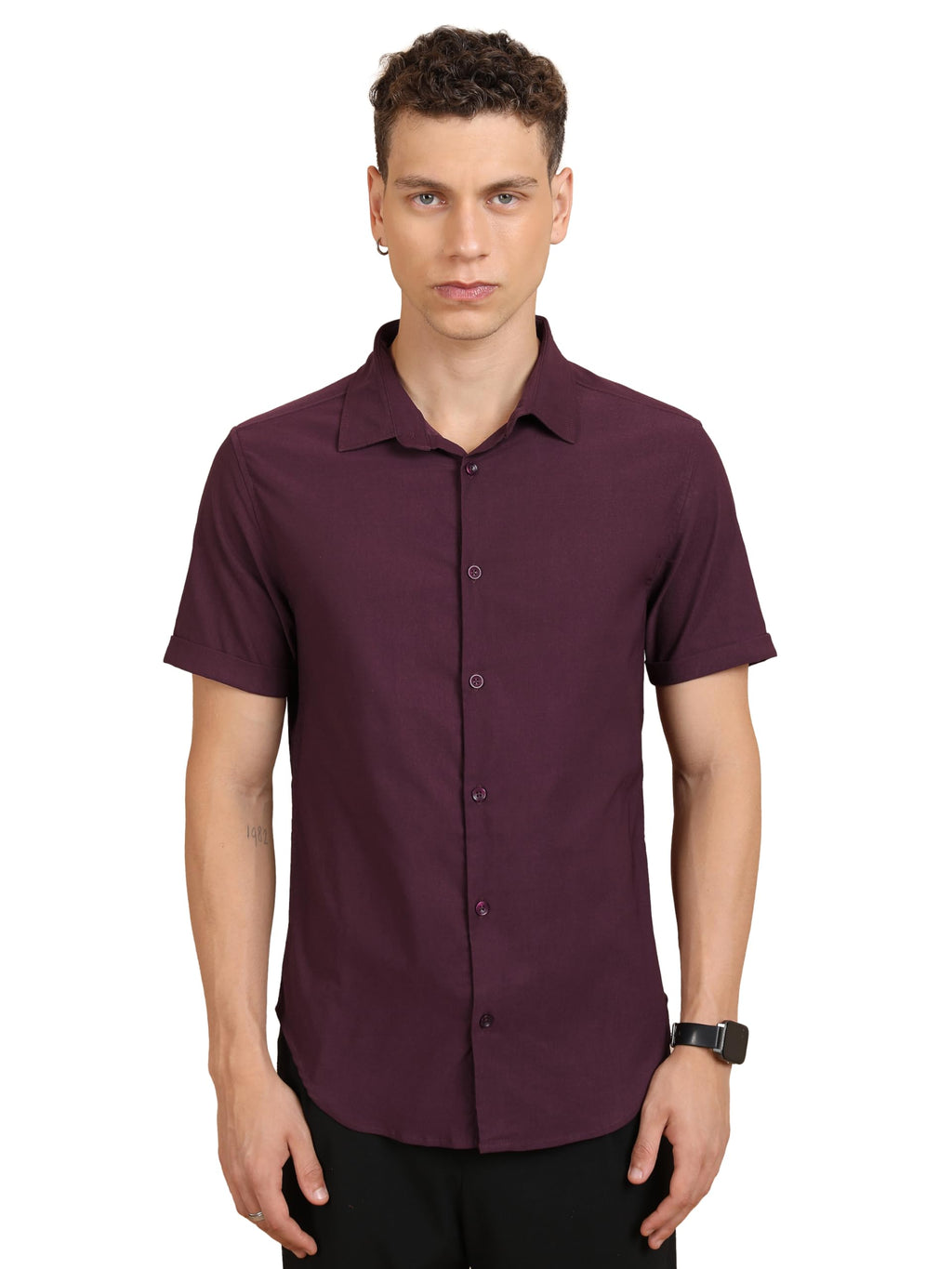 Ketch MenS Slim Fit Shirt (Khsh001678_Maroon