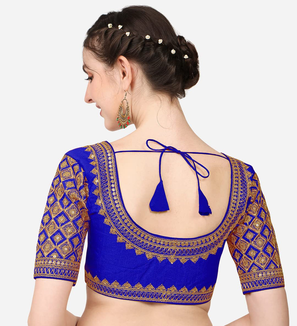 Pujia Mills WomenS Embroidery Handwork Sequence Work Heavy Sleeves Readymade Blouse