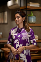ANNI DESIGNER Women s Straight Printed Viscose Kurta with Trousers, purple, 36