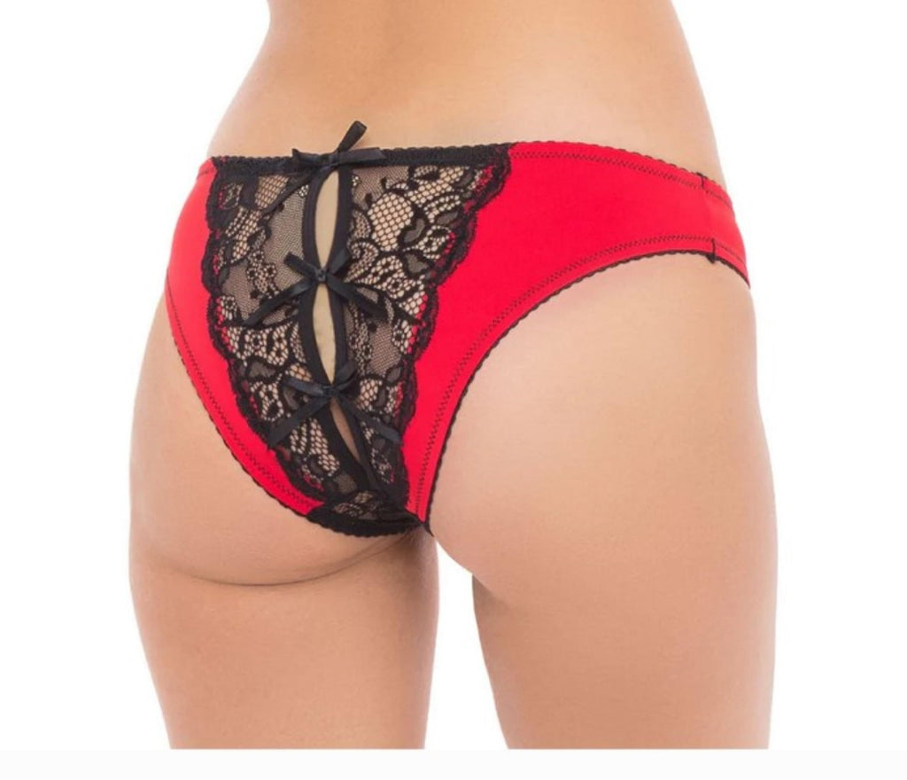 Rene Rofe Simple Fantasy Crotchless Panty Red M/L