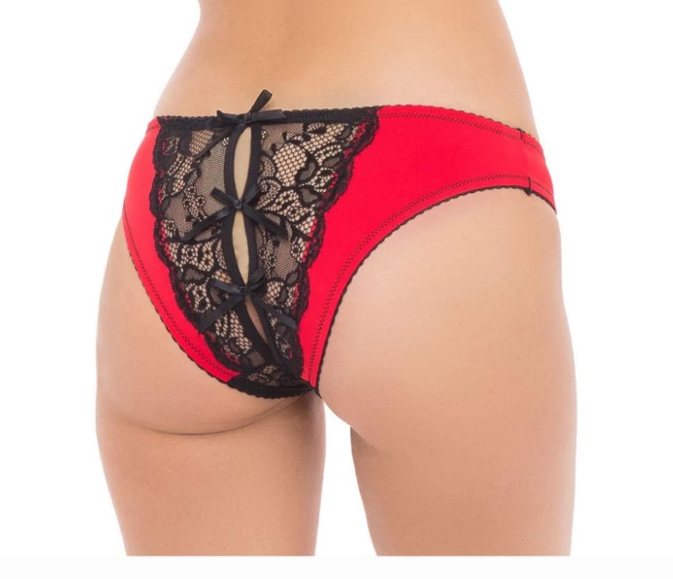 Rene Rofe Simple Fantasy Crotchless Panty Red M/L