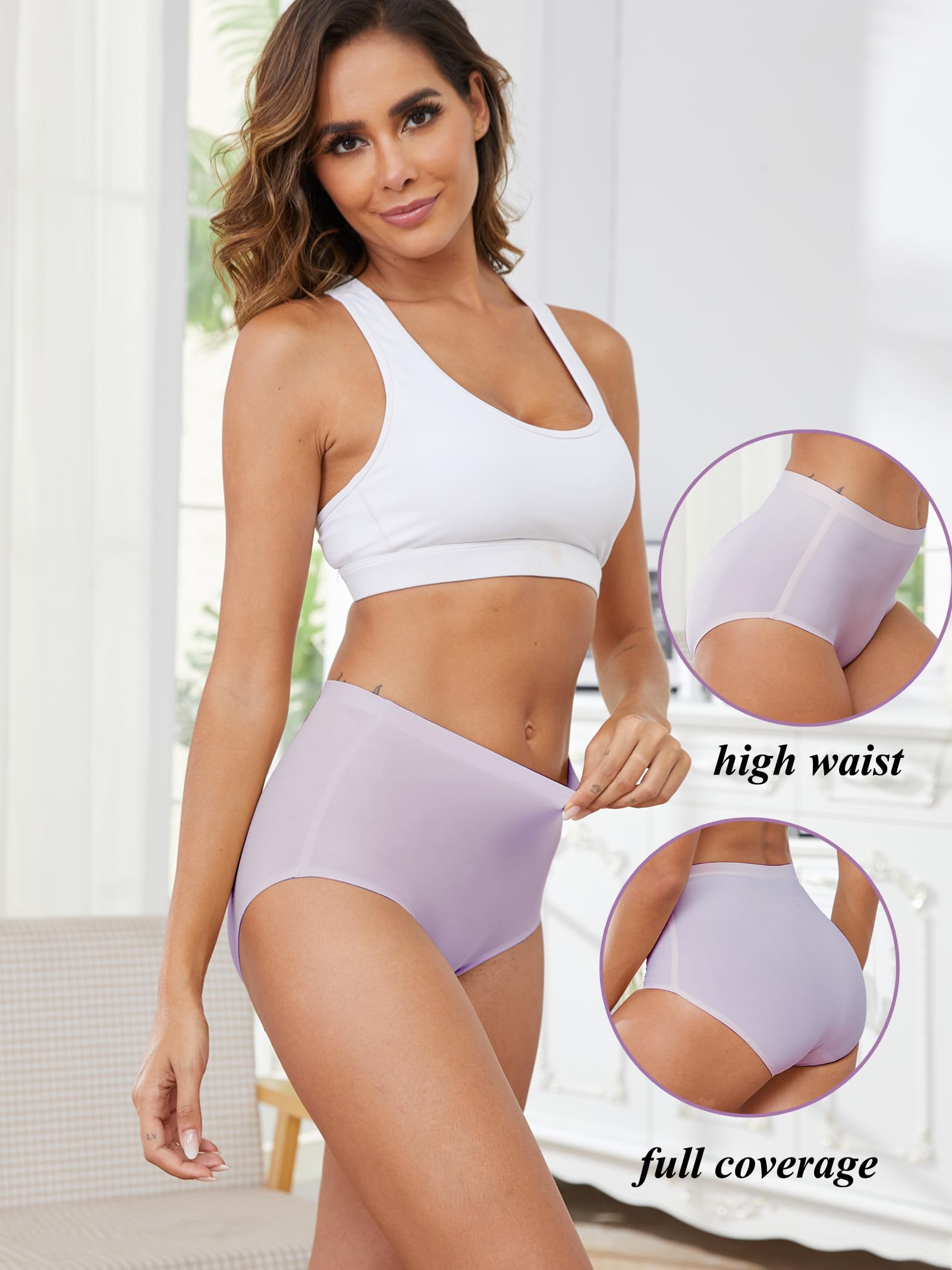 Buankoxy 5 Pack Women's Seamless Invisible Hipster Panties High Waist Underwear(7, Assorted Colors)