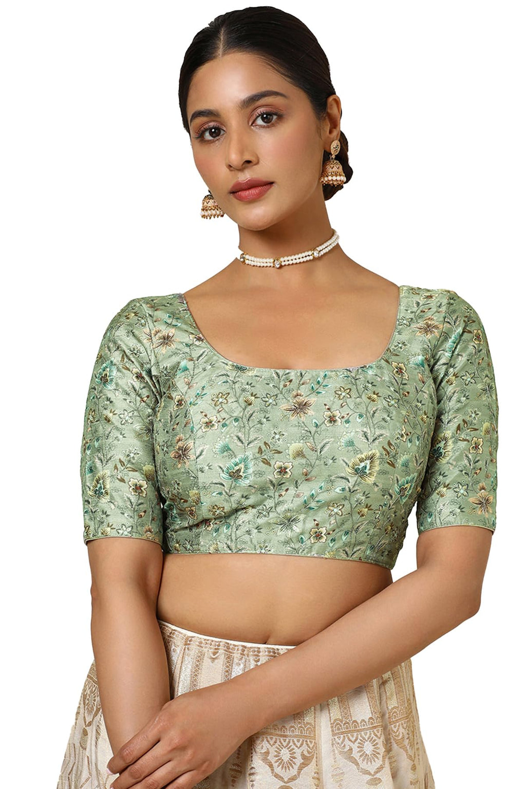 Soch Women Tussar Floral Print Padded Blouse with Sequins