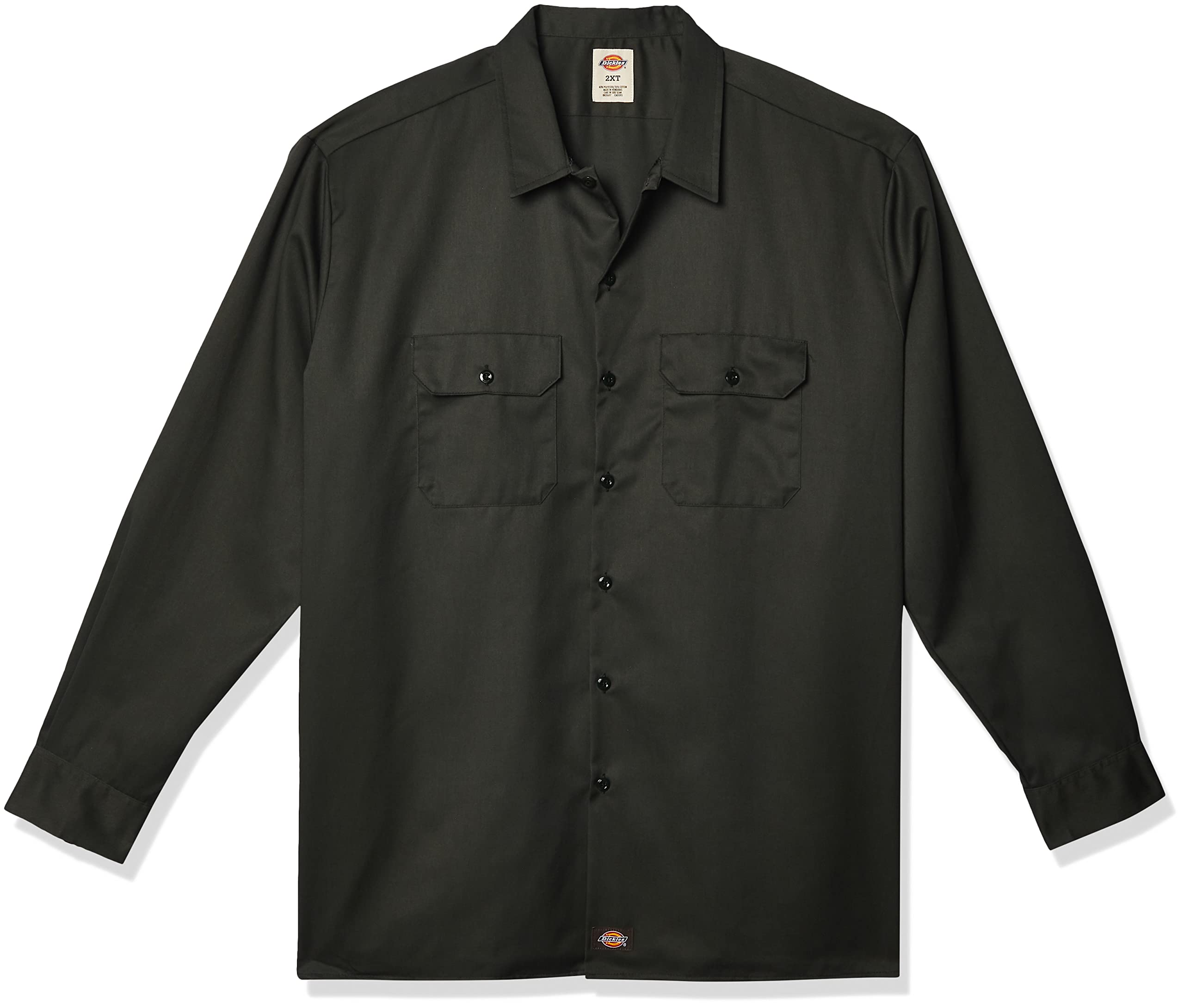 Dickies Mens Long Sleeve Work Shirt, Olive green, X-Large