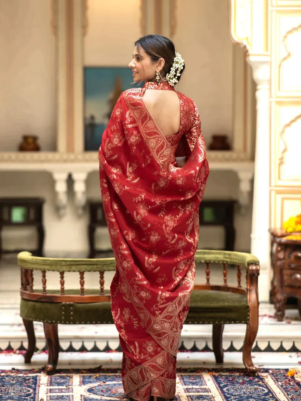 Sugathari Womens Banarasi Saree Pure Kanjivaram Silk Soft new ladies 2024 Design Wear Pattu Sarees Latest Cotton Party Sari col