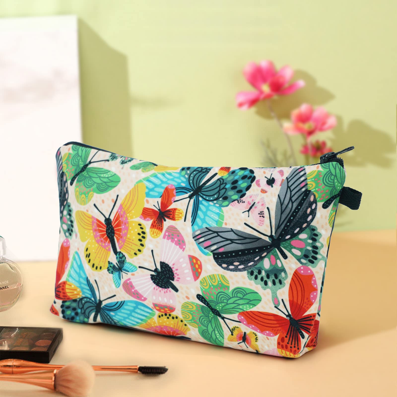 Cosmetic Bags for Women Small Colorful Butterfly Makeup Bag for Purse Travel Toiletry Bag Accessories Organizer Zipper Pouch Gif
