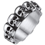 FaithHeart Punk Biker Skull Rings Male Gothic Jewelry Retro 7mm Band Cool Thumb Rings Halloween Party Accessories