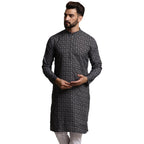 SOJANYA (Since 1958 Mens Pure Cotton Black & Grey Printed Only Long Kurta