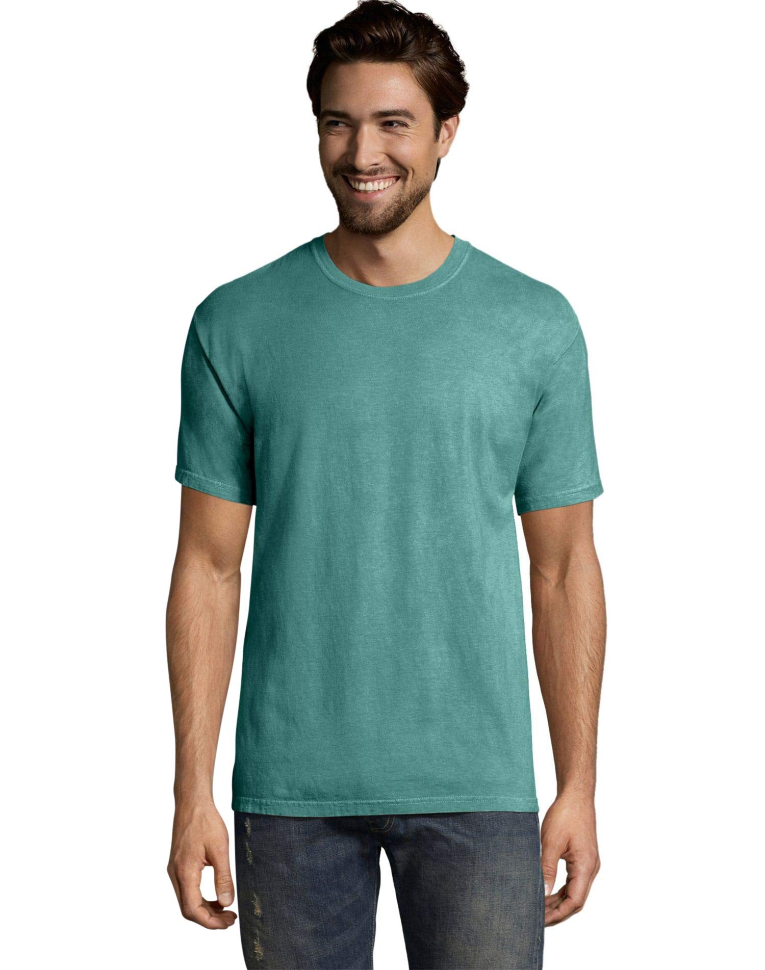 Mens garment-Dyed T-Shirt - BLAcK - S(D0102H7DA2J)