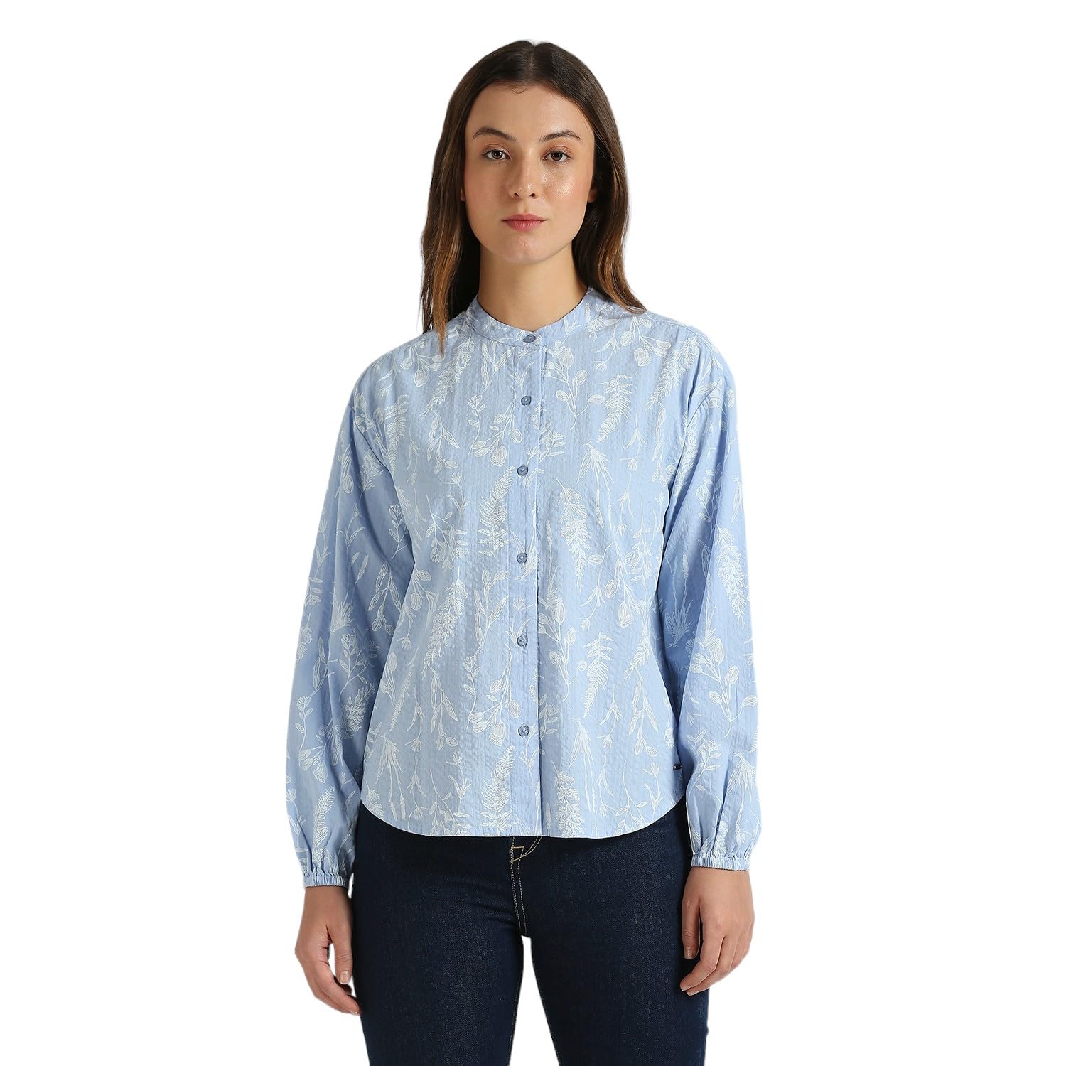 Pepe Jeans Blue Floral Print Full Sleeve Shirt
