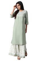 W For Woman Orange Floral Printed Regular Kurta with Dori Embroidery
