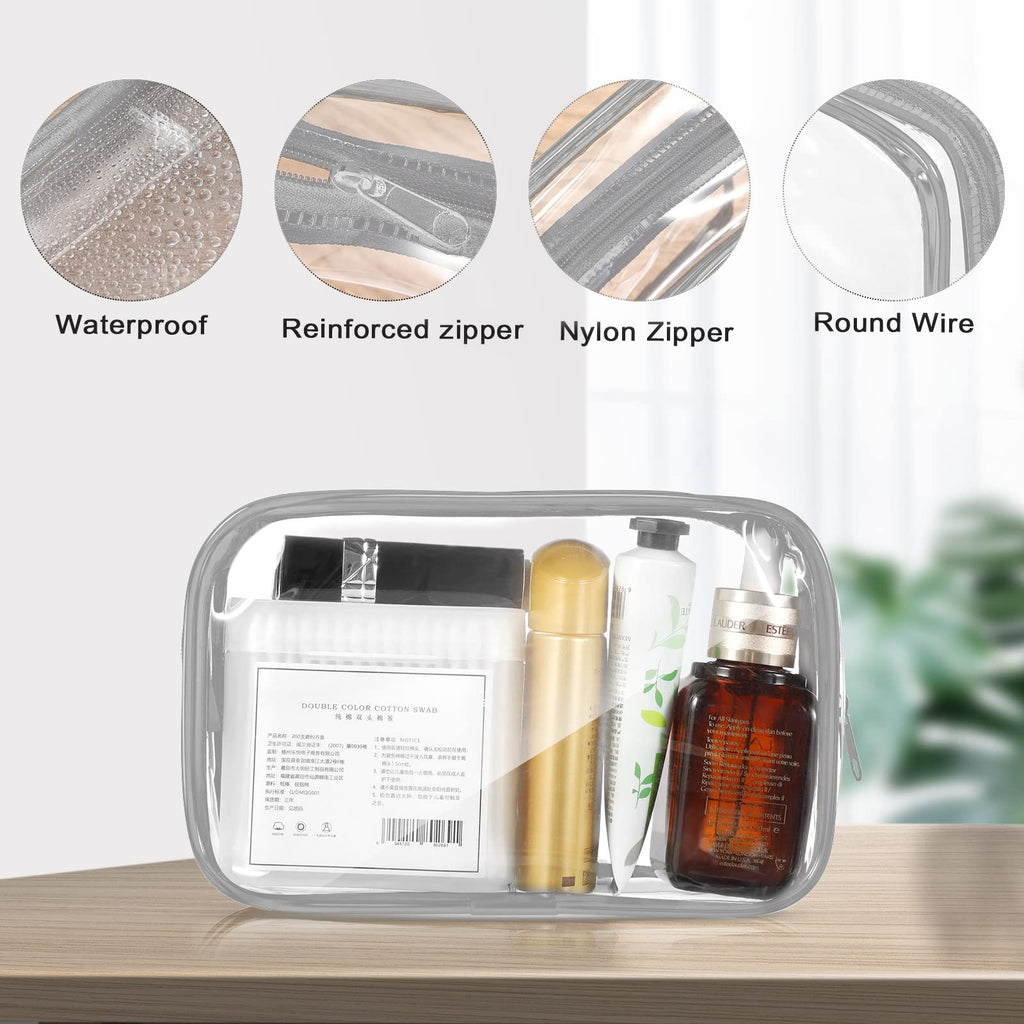 Saintrygo 18 Pack Clear Makeup Bags 7 x 5 PVC Cosmetic Bag Plastic Zippered Pouches Portable Toiletry for Women Men Travel Vacat