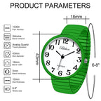 Blekon Collections New Super Large Face Stretch Band Japanese Movement PC21J Fashion Watch (Green)