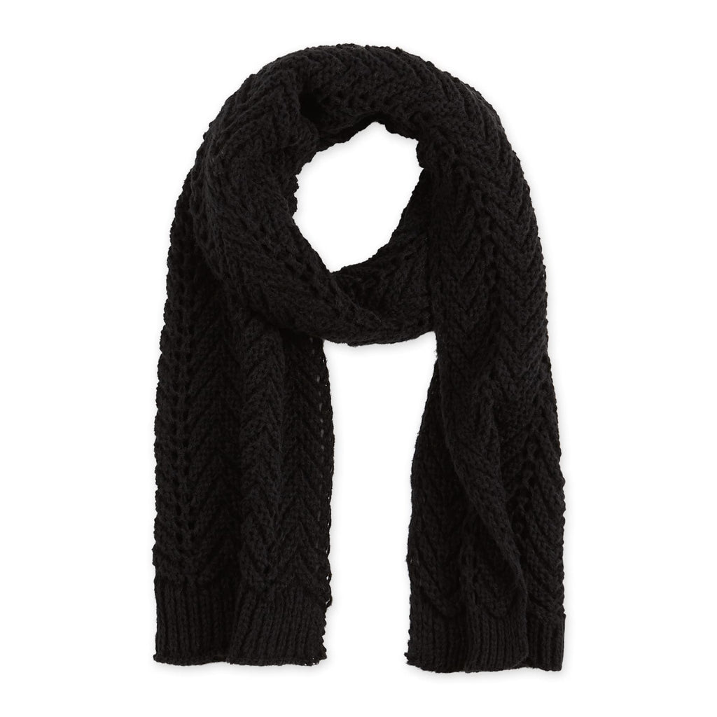 CHEVRON KNIT SCARF - BLACK