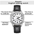 Hearkent Atomic Talking Watch for Visually impaired,Quartz Wrist Watch Leather Strap Gift for Elderly or Blind People