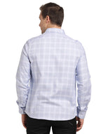 Turtle Men 100% Cotton Slim Fit Light Blue Checkered Formal Shirt