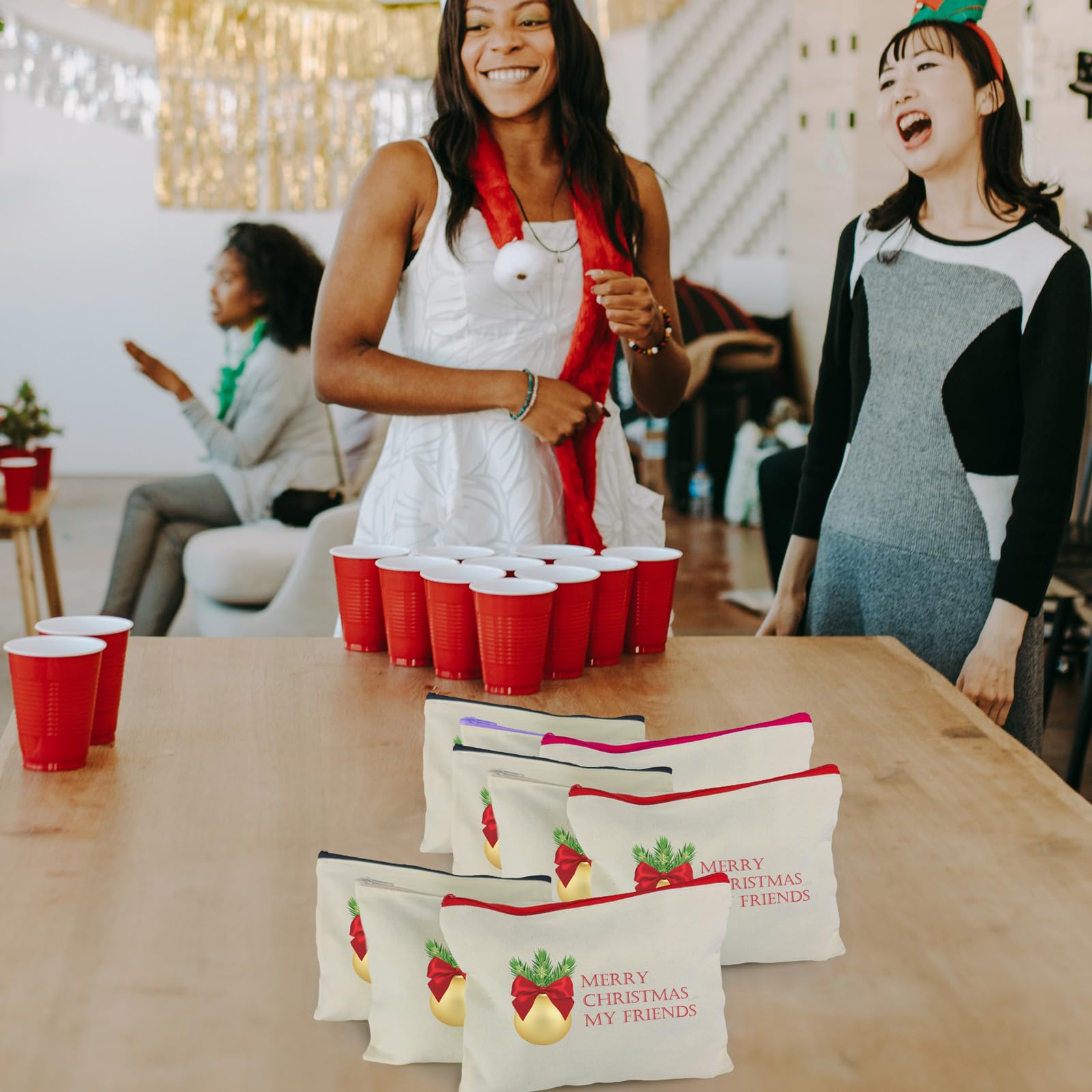 Koolmox Bulk Cosmetic Bags, 20pcs Multipurpose Makeup Bag with Zipper, Canvas Pencil Bag, Bulk Plain Beige Canvas Bag for Travel