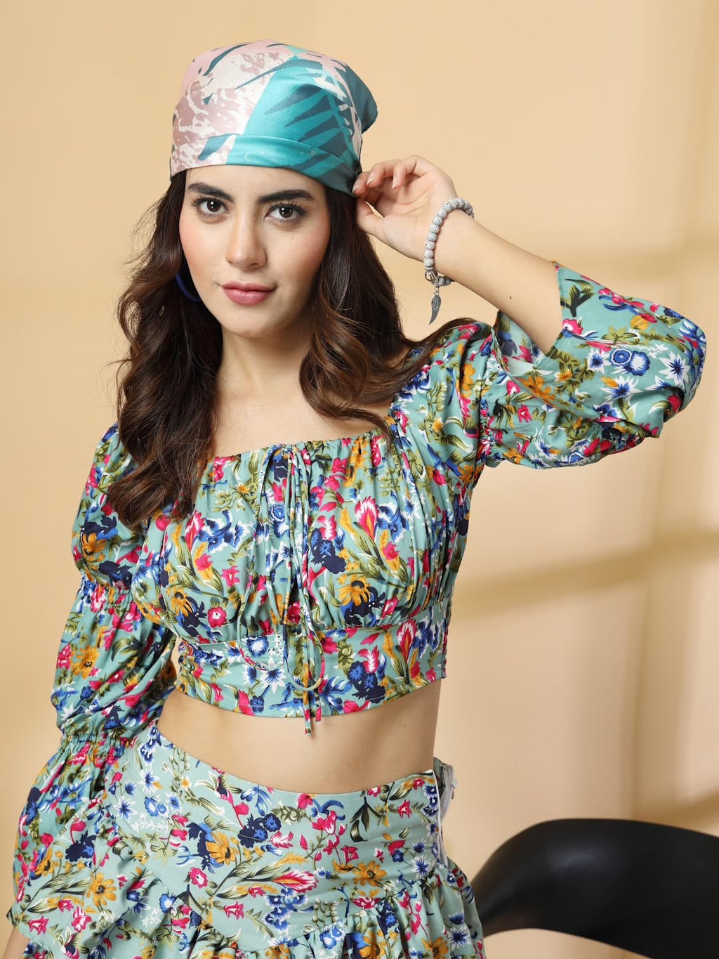 OOMPH! Full Sleeve Crop Top, Blue, mt910
