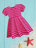A.T.U.N. (ALL THINGS UBER NICE) Short Sleeve Pink Striped Alice Dress for Girls