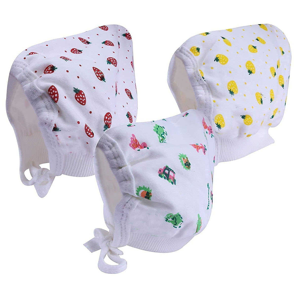 Kike Soft Adjustable Warm Unisex New Born Baby Cap (Pack Of 3 Pecs) (1824 Months, White Cap) 18-24
