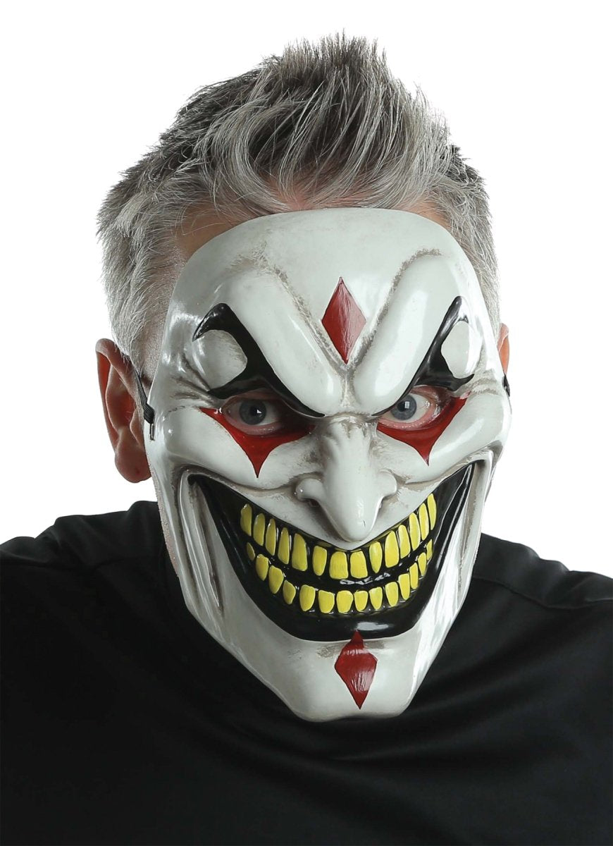 Evil Jester Injection Mask - Black and White - One Size Fits Most Adults
