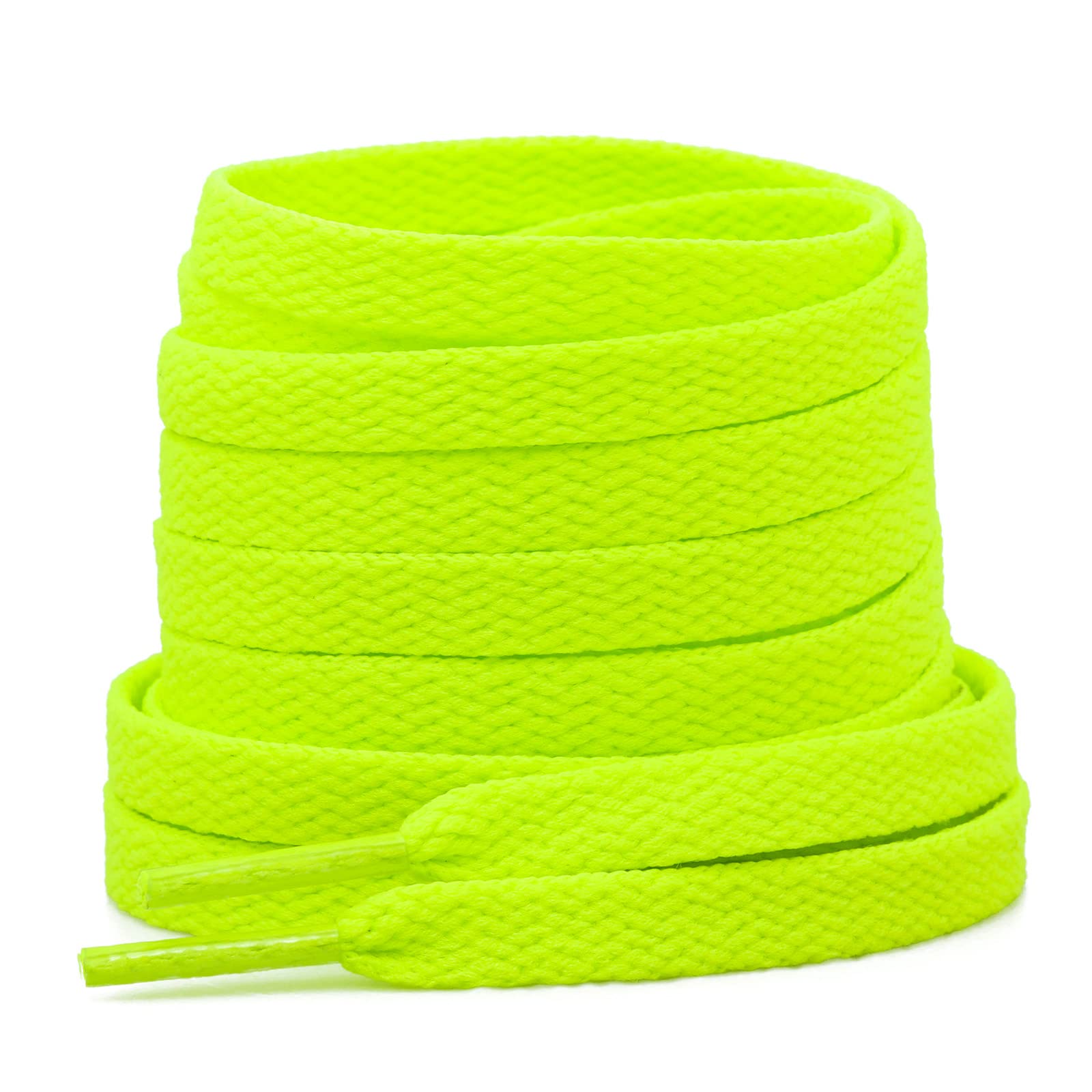 Stepace [2 Pairs Flat Shoe Laces for Sneakers 5/16 Width 30-72 Length 26 Color Shoelaces Neon Green 30(76 cm)