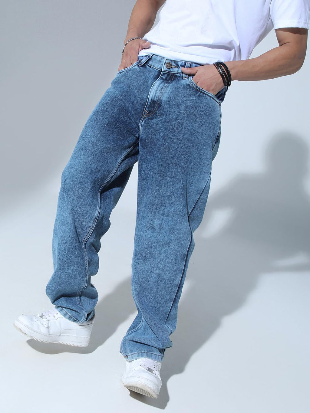 Hubberholme Men Blue Cotton Tapered Fit Mid-Rise Jeans