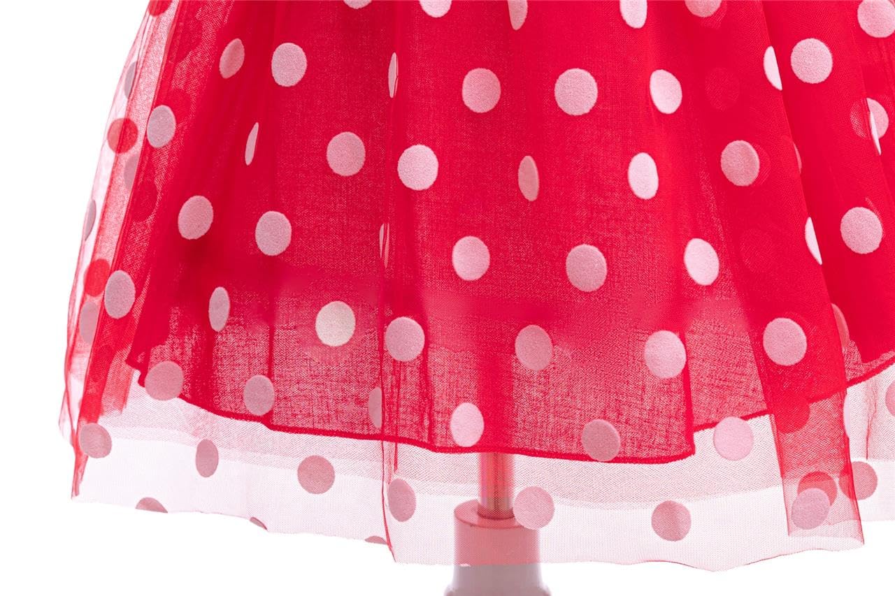 Dressy Daisy Toddler Girls Polka Dots Fancy Dress Up Halloween Costume Birthday Party Outfit with Mouse Ears Headband Size 4T to