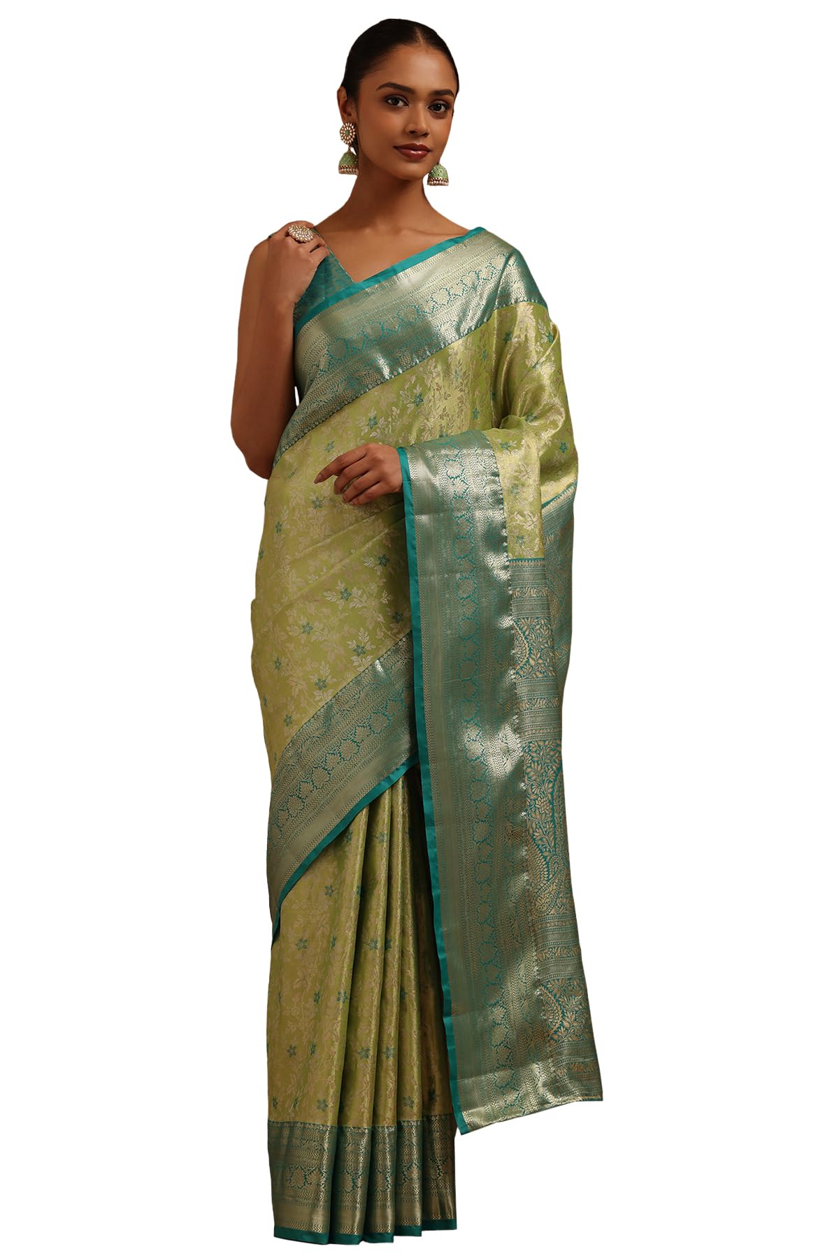 Soch Women Silk Blend Floral Zari Woven Saree