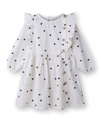 Button through heart print dress White