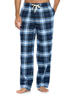Ashford & Brooks Mens Super Soft Flannel Plaid Pajama Sleep Pants - Navy White Blue Plaid - Large