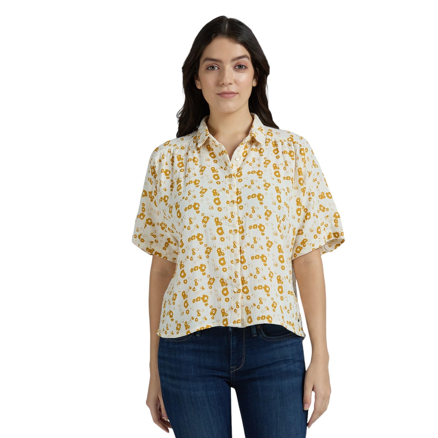 Pepe Jeans WomenS Relaxed Fit Shirt (Pl305079_Mustard Brown
