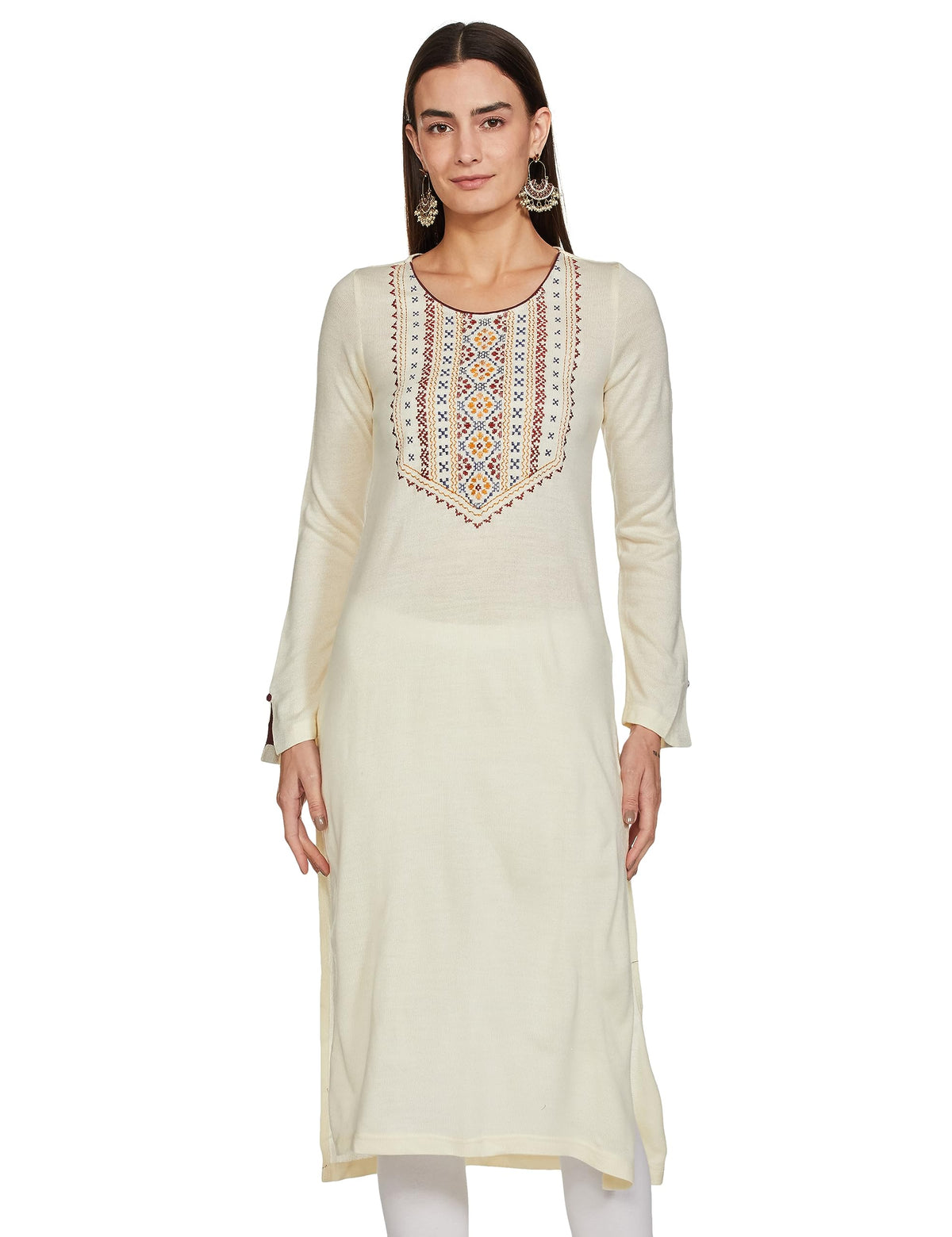 Aurelia WomenS Acrylic Regular Kurta (21Noa13322-703160_Natural