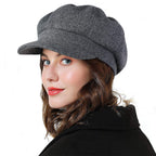 Sumolux Women Beret Newsboy Hat French Wool Cap Classic Autumn Spring Winter Hats Gray
