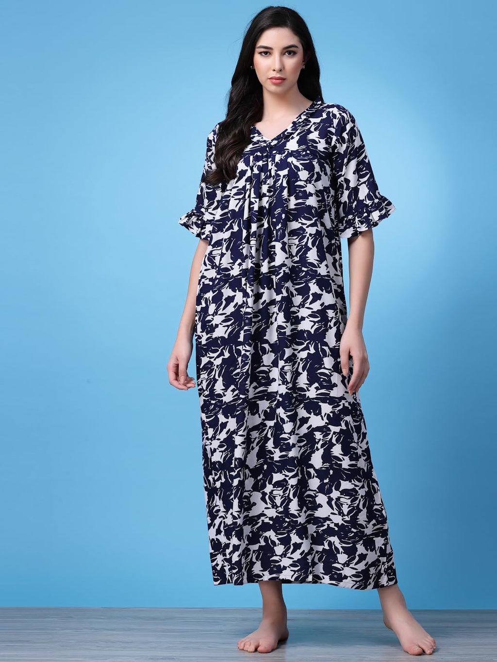 OOMPH! Cotton Blend Nighty for Womens | Night Gown | Nighty | Nightdress | Maxi Dress | Sleepwear | Gown for Women | Nighties |
